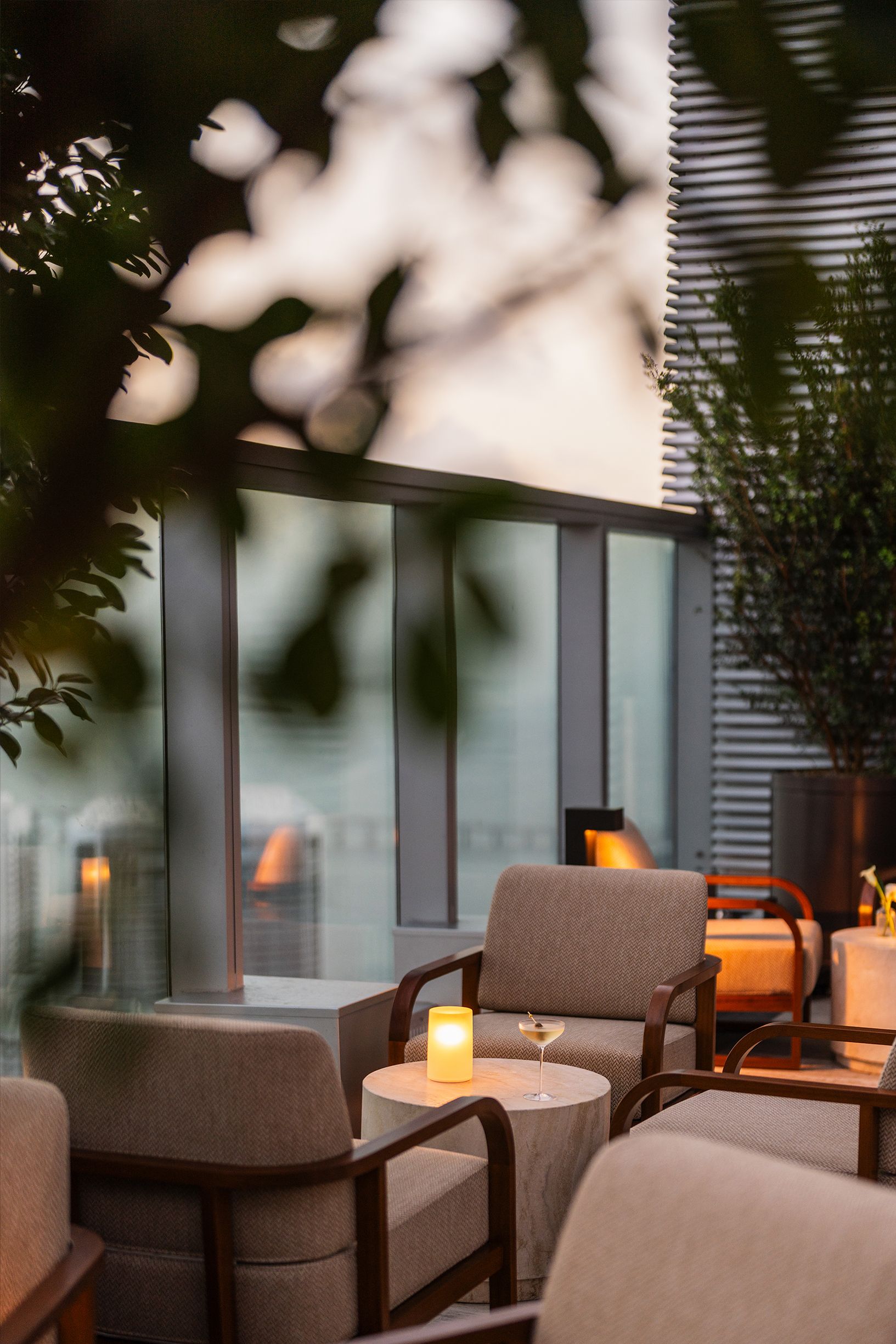 View From The Terrace At Seia, Tables And Chairs With A Drink